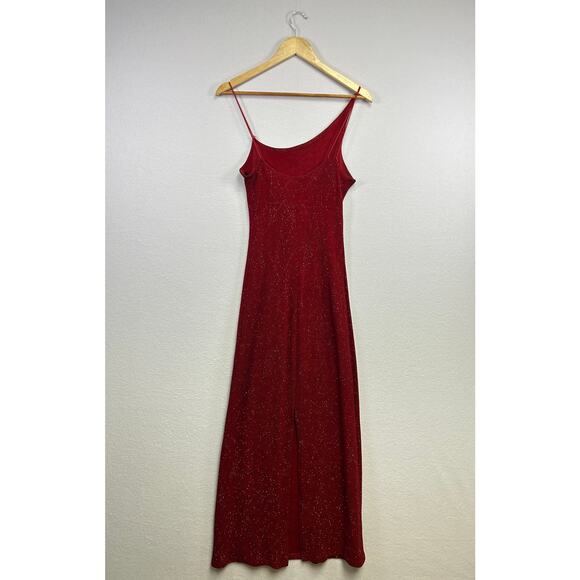 Bryer Too Vintage Y2K Red Glitter One-Shoulder Maxi Formal Event Dress Small - Picture 4 of 11
